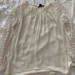 Forever 21 long sleeve cream blouse with sheer arm